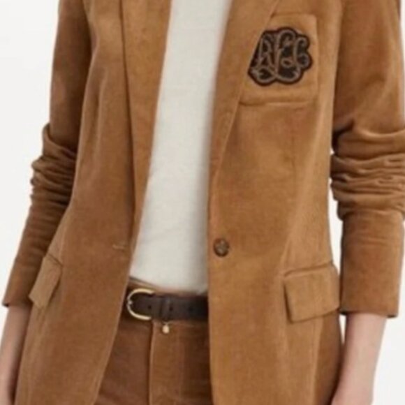RALPH LAUREN LAUREN BULLION PLUS SIZE CAMEL WOMEN'S CORDOROY BLAZER   NWT - Picture 3 of 12